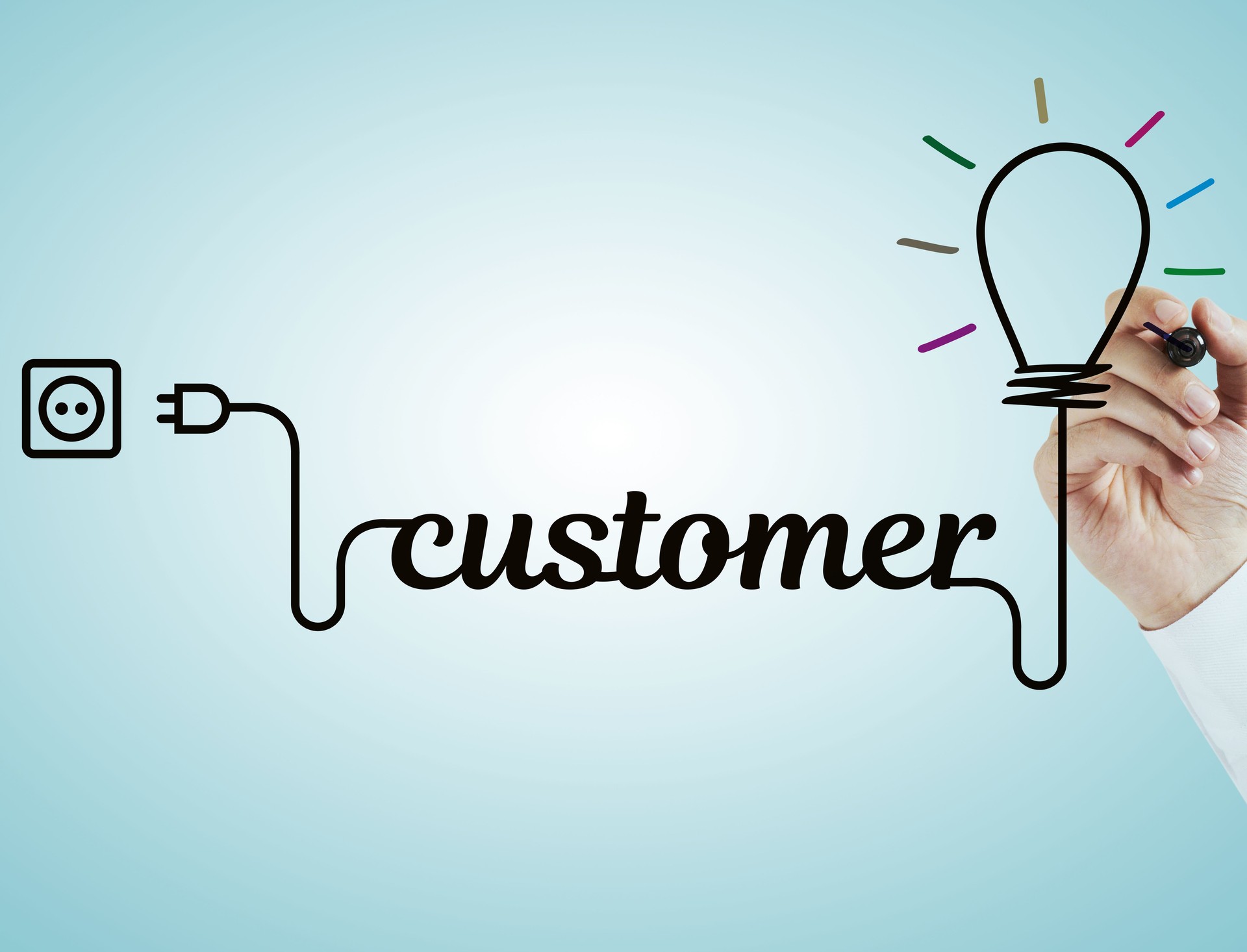 Customer and light bulb